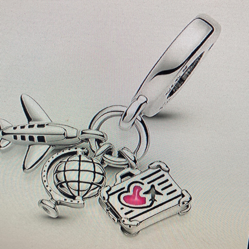 Pandora Silver Travel Charm with Pink Accents